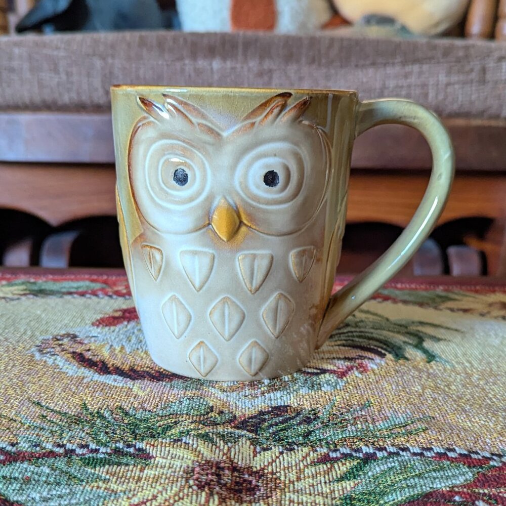 Gibson Owl City Collection Mug, Brown/Tan